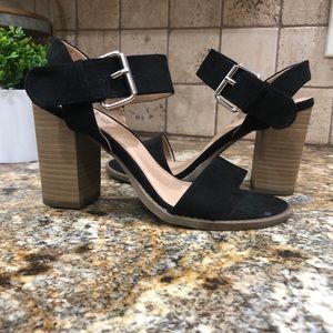 Brash Black Suede Heels Size 6.5